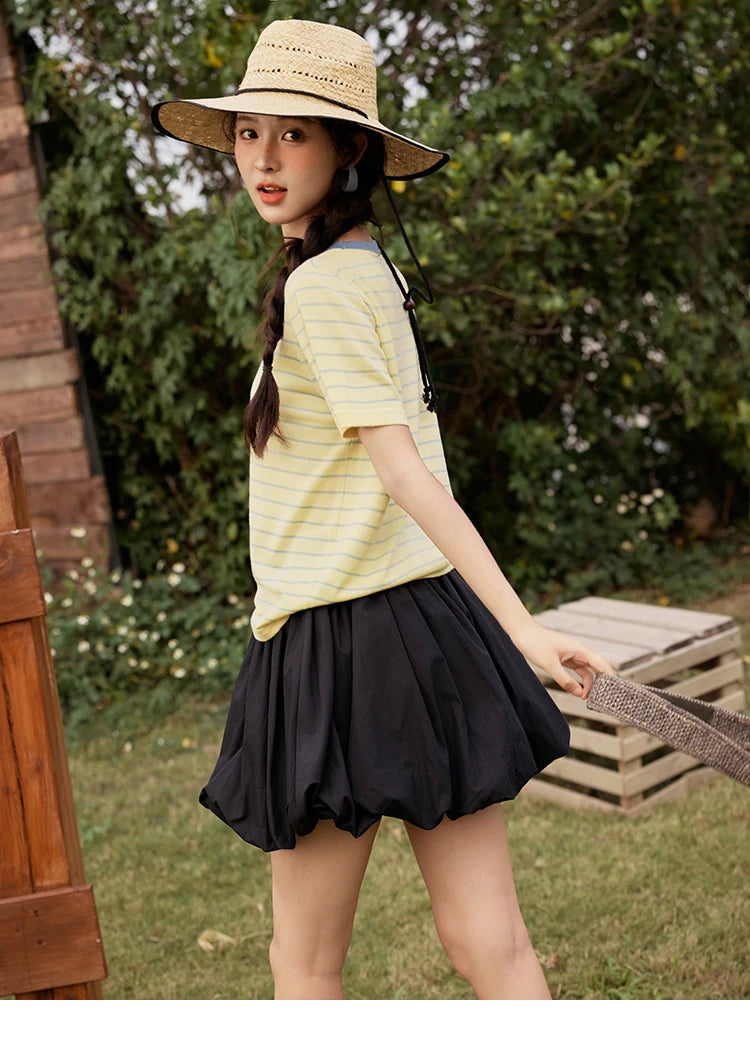 Mishow Striped Contrast Round Neck Tee MXE35Z1270