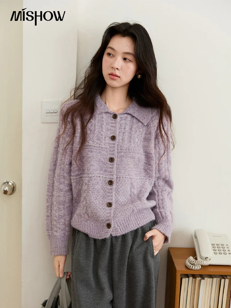Mishow Simple Turn-Down Collar Knit Cardigan MXE48Z2611