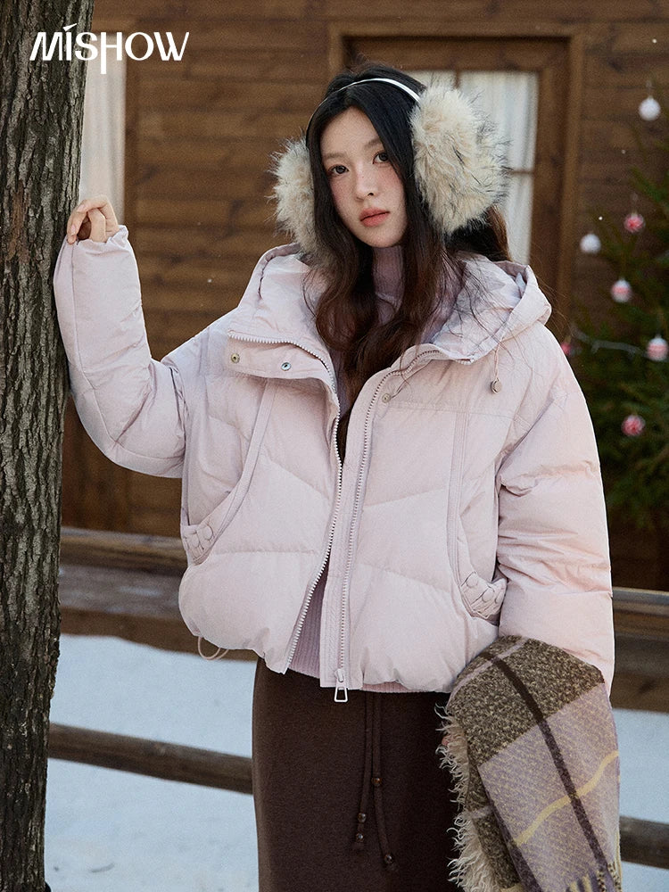 Mishow Hooded 90% White Duck Down Short Coat MXE51Y0080