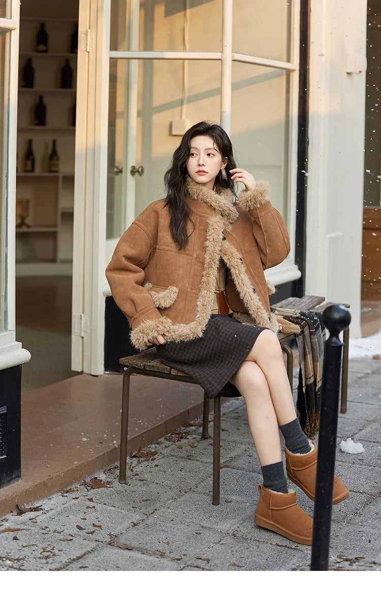 MISHOW Faux Fur Jacket Turn Down Collar Reversible MXD55W0648