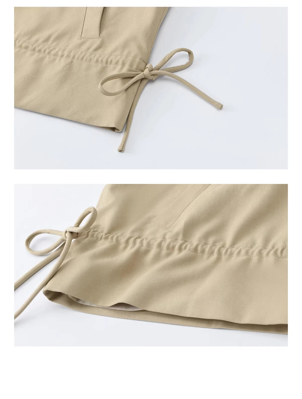 MISHOW Khaki Cropped Jacket Asymmetrical Collar Drawstring Waist MXF11W1029