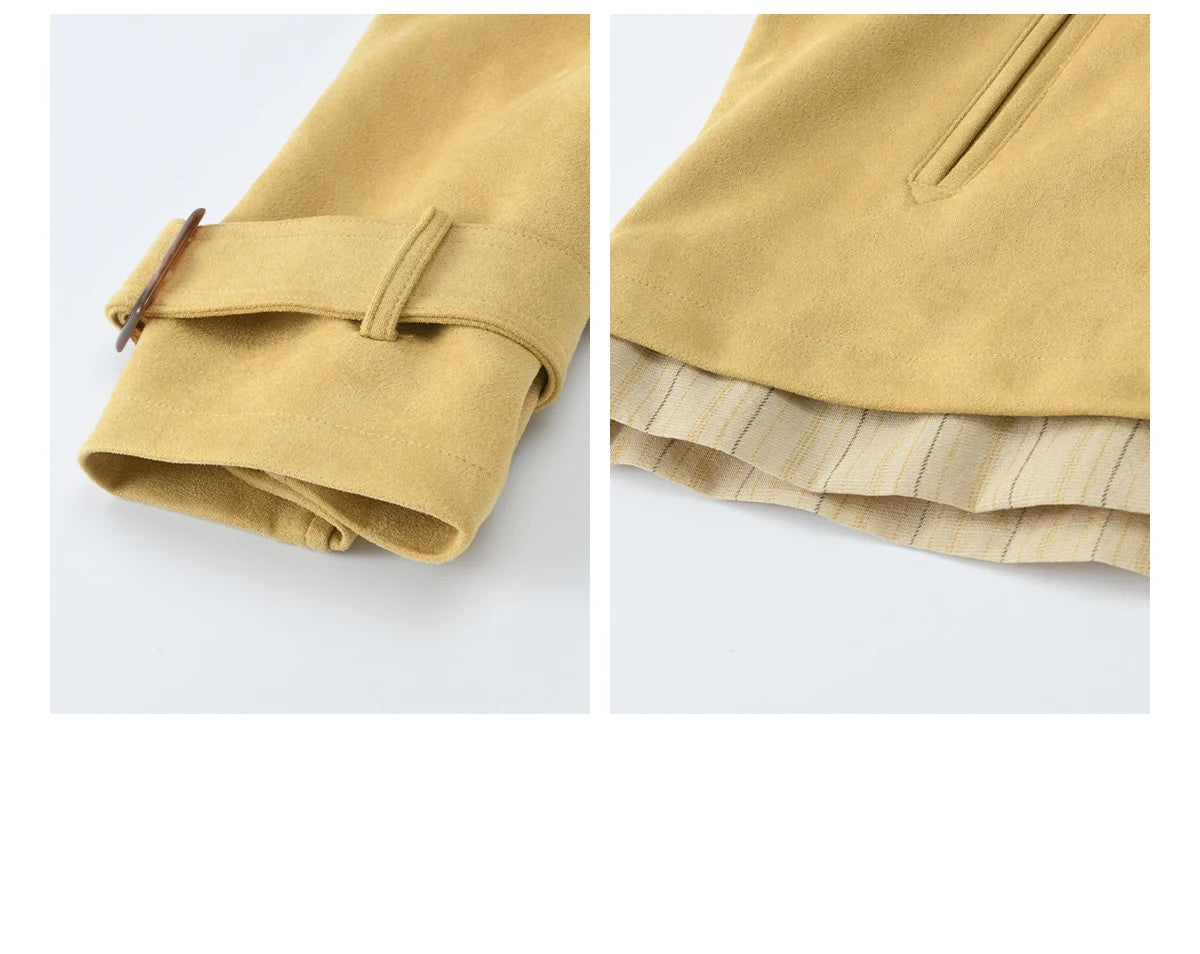 Mishow Yellow Double-Breasted Stand Collar Trench MXF11W1026
