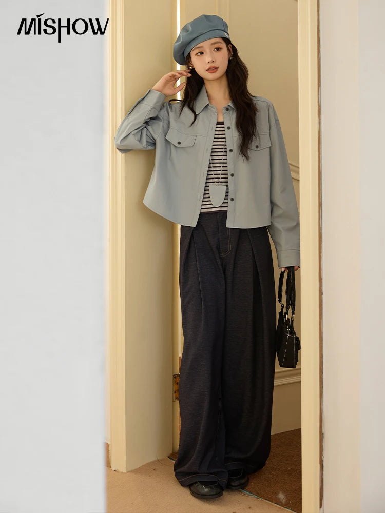 MISHOW Two-Piece Set Striped Vest Solid Jacket with Pendant MXE45T1396