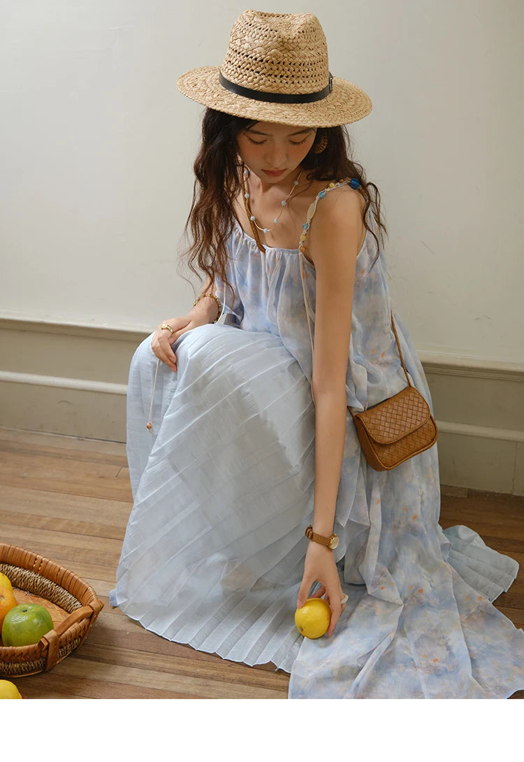 Mishow Print Strap Multi Layer Ruffle Dress MXE35L2233