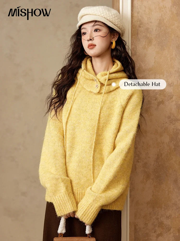Mishow Hooded Neck Cozy Wool Pullover MXD59Z1123