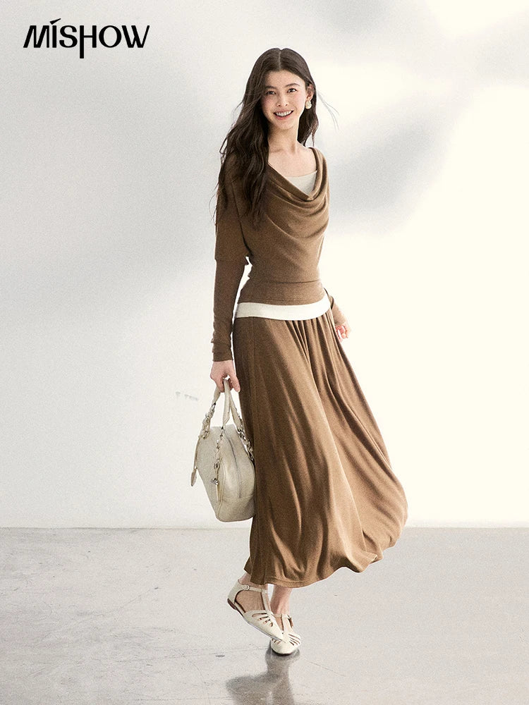Mishow Draped Neck Top & Camisole Two-Piece Set MXF11T1458