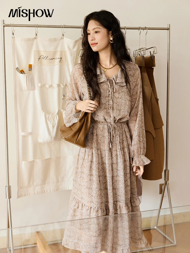 Mishow Cashew Flower Print Ruffled Tie Waist Dress MXE46L2520