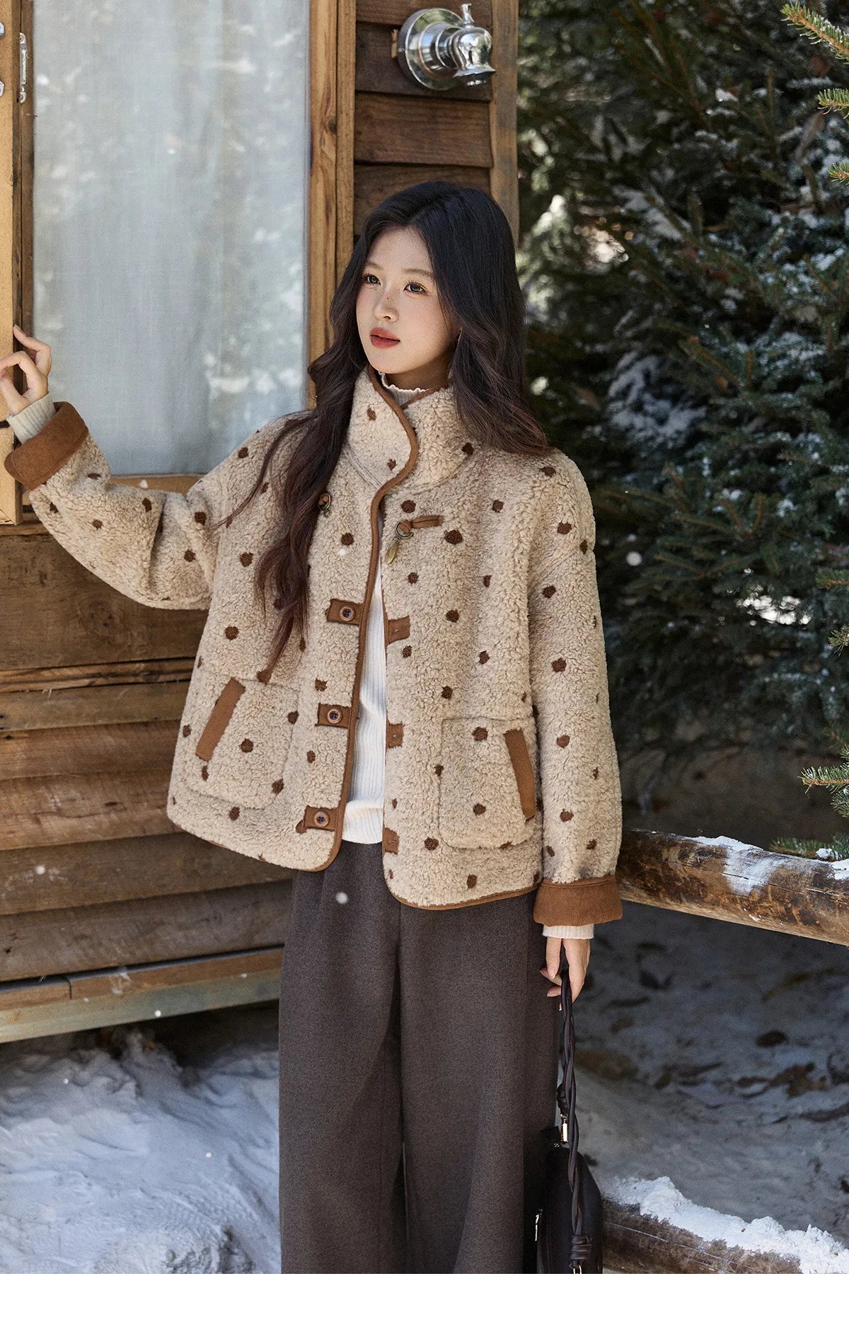 Mishow Brown Reversible Shearling Coat MXE93W1012
