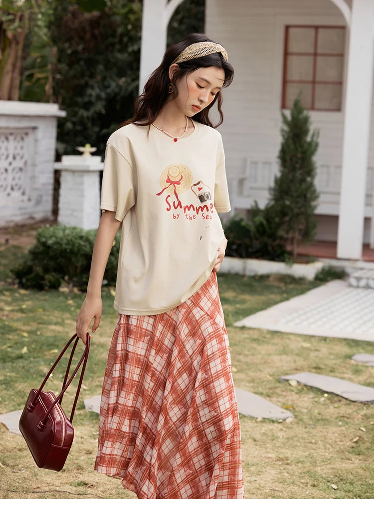 Mishow Cartoon Print Loose Round Neck Tee MXE34T0559