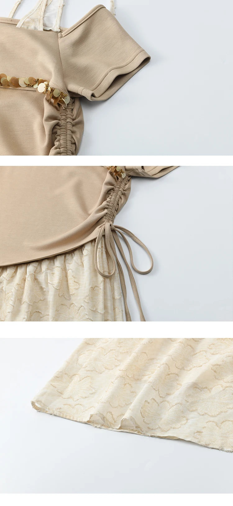 Mishow Off-Shoulder Knitted Patchwork Midi Dress MXE33L2207