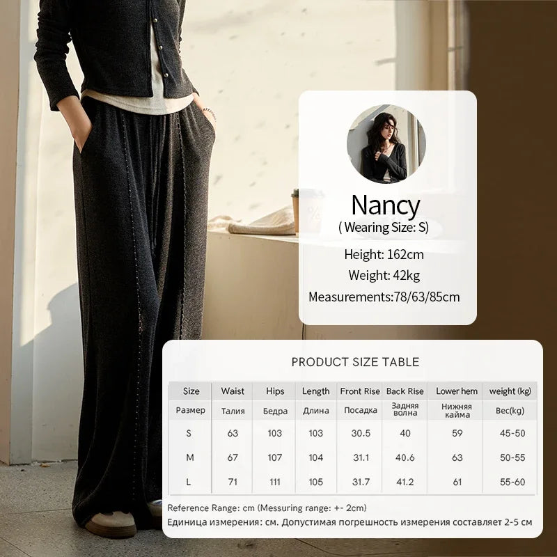 Mishow False Two-Piece Splicing Knit Top & Wide Leg Pants Set MXD35Z0877