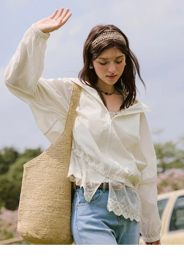 Mishow Hooded Lace Sunscreen Cardigan MXE33W0780