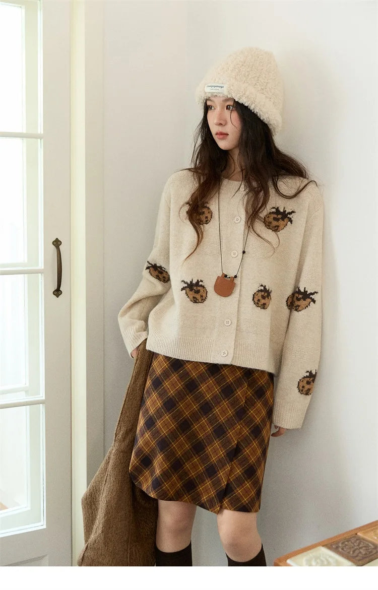 Mishow Funny Pineapple Jacquard Round Neck Cardigan MXE87Z2752