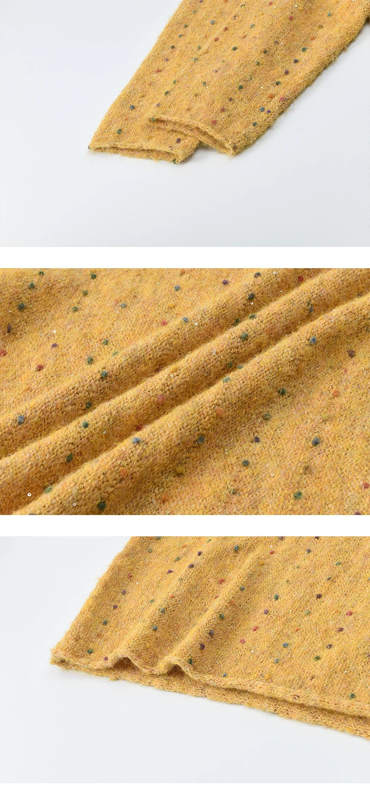 Mishow Retro Yellow Sequins V-Neck Pullover MXE47Z2572