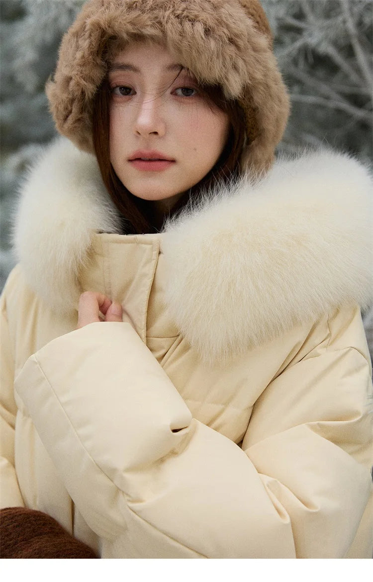 Mishow Short Detachable Fur Collar Down Jacket MXE87Y0084