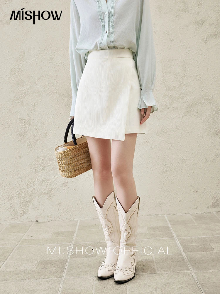 Mishow Solid A-Line High Waist Slim Mini Skirt MXE12B0655