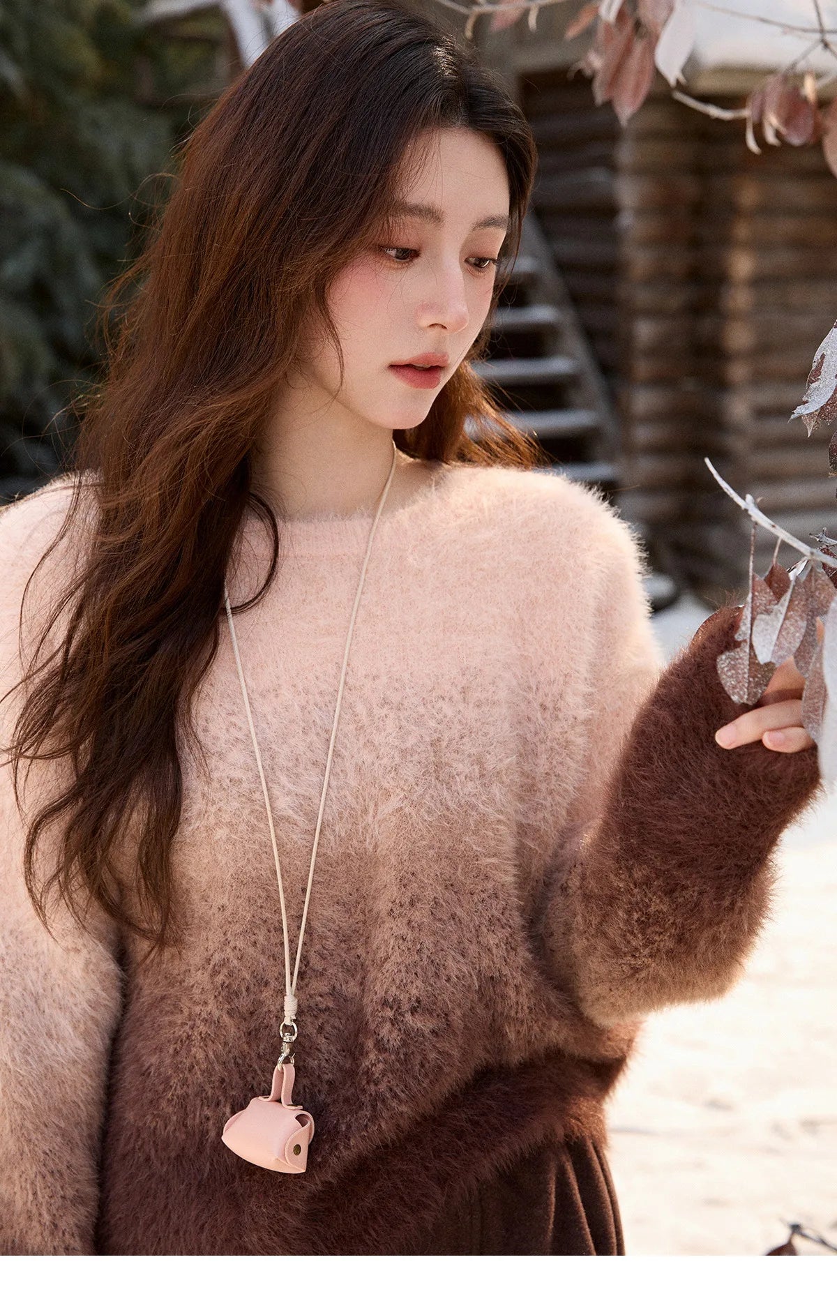 Mishow Gradient Faux Mink Plush Round Neck Sweater MXE92Z2850