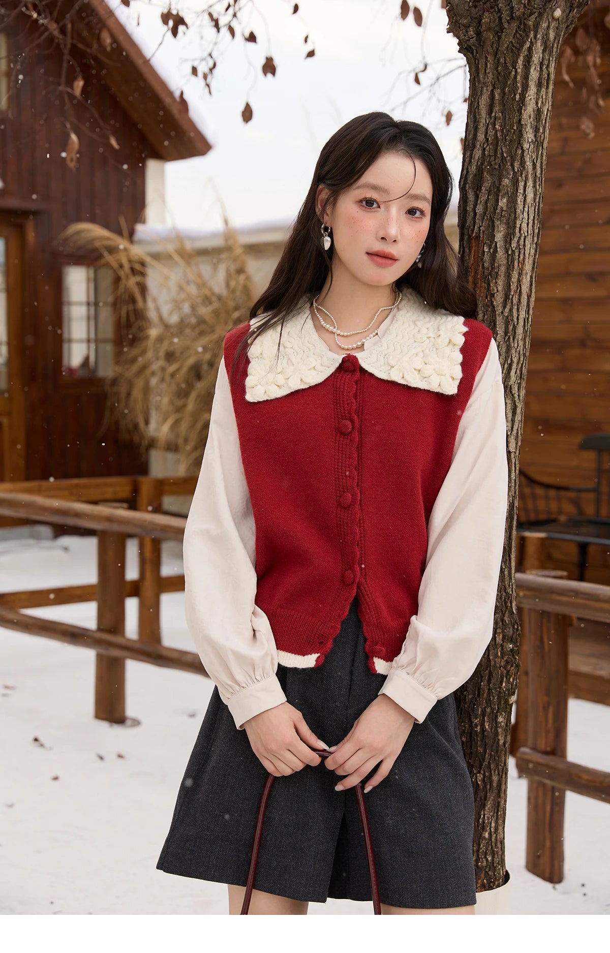 Mishow Black Peter Pan Collar Knitted Vest MXE45Z2484