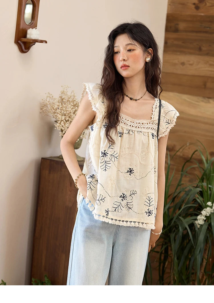 Mishow Denim Blue Lace Straight Leg Jeans MXE35K0947