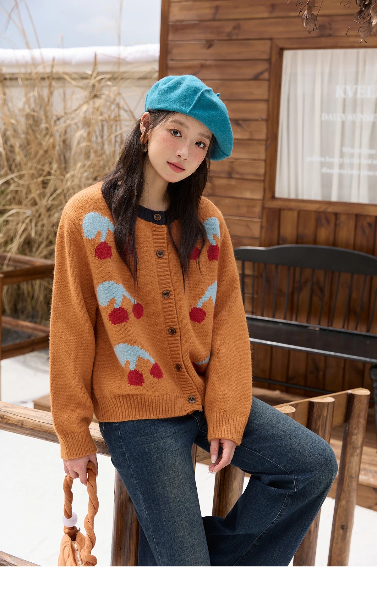 Mishow Cherry Jacquard Retro Sweet Cardigan MXE88Z2689