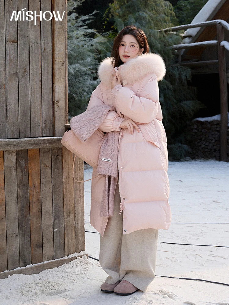 Mishow Fox Fur Collar 90% Down Long Coat MXD112Y0070