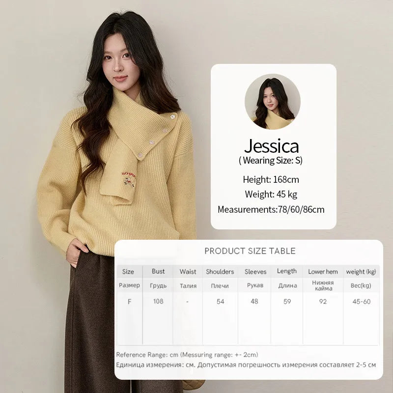 Mishow Yellow Sweater with Detachable Scarf MXE93Z2953