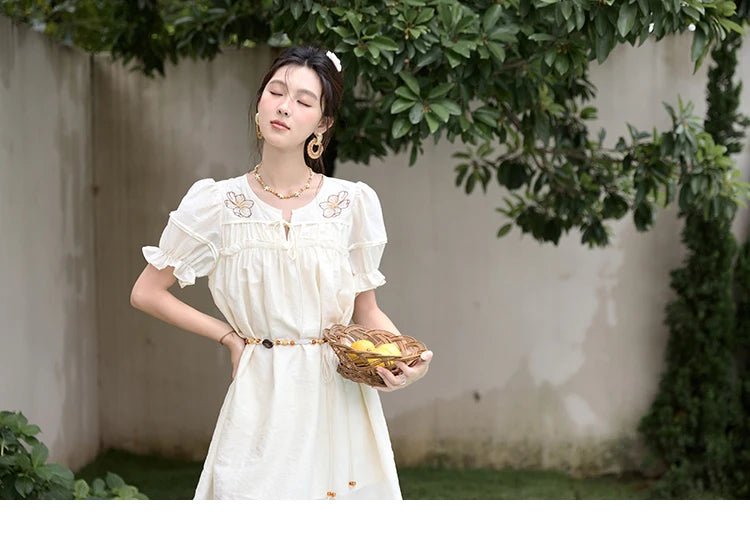 Mishow Jacquard Embroidered Bubble Sleeve Dress MXD30L1864