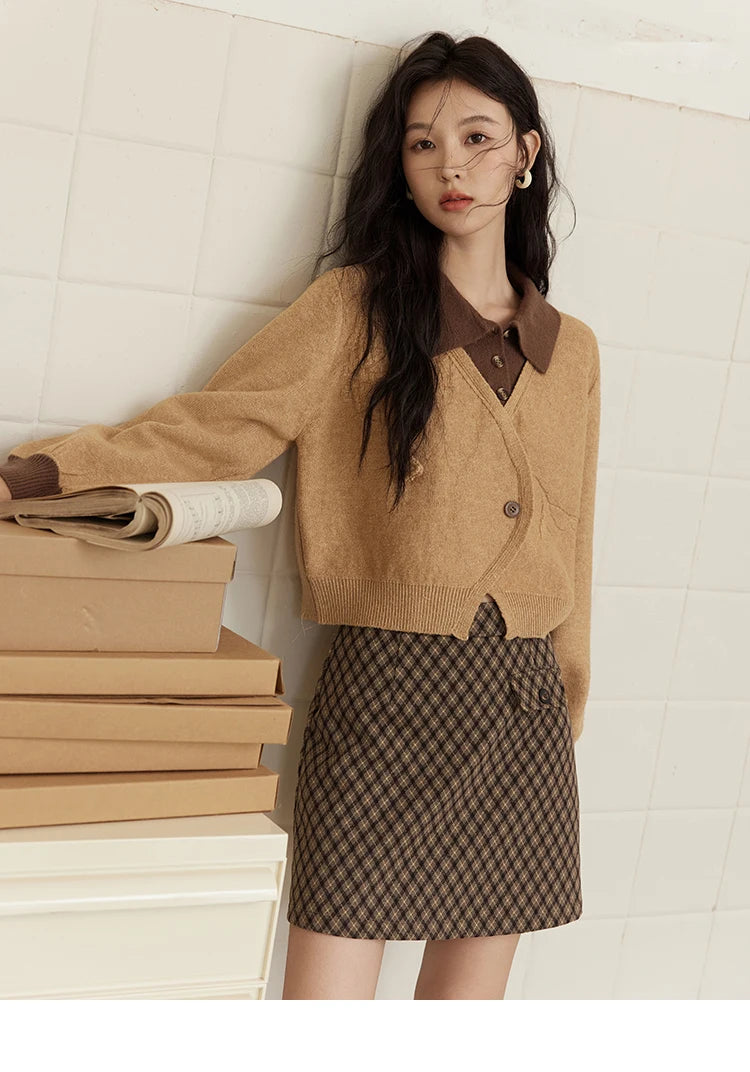 MISHOW Fake Two-piece Sweater Women French Retro Splicing Top MXD46Z0804