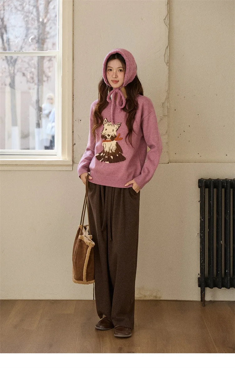 Mishow Purple Jacquard Dog Arctic Fleece Sweater MXE88Z2599