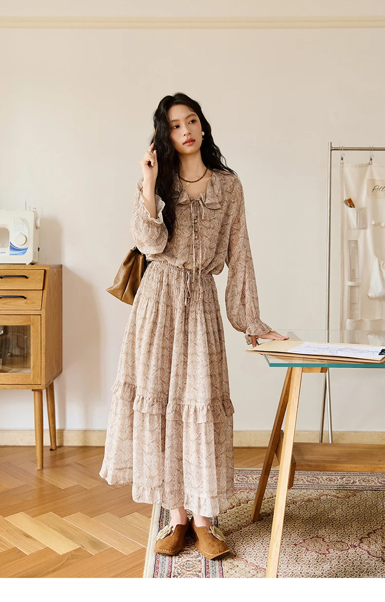 Mishow Cashew Flower Print Ruffled Tie Waist Dress MXE46L2520