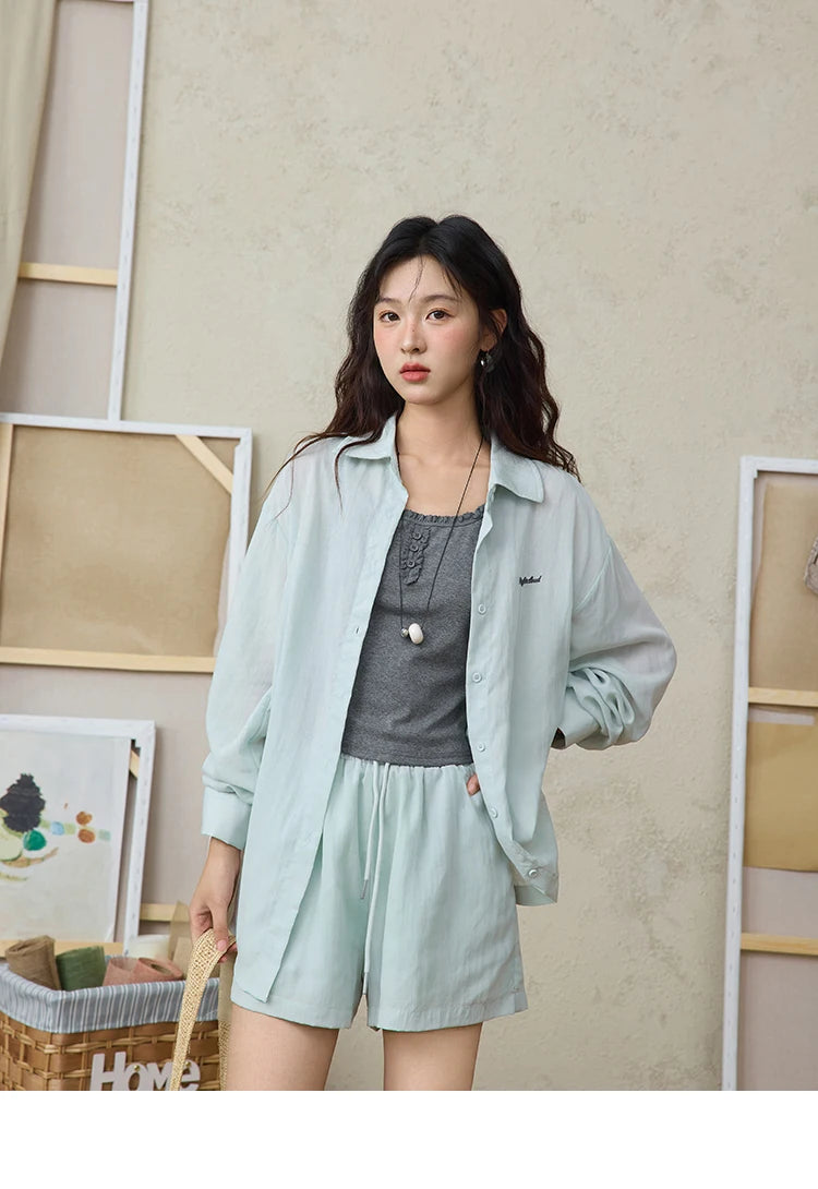Mishow Long Sleeve Shirt & Tank Top & Pocket Shorts 3-Piece Set MXE36T0639