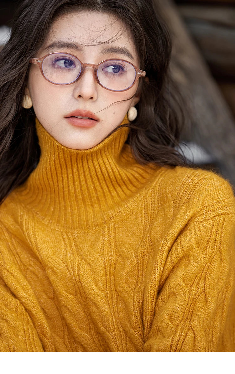 Mishow Turtleneck Texture Solid Warm Pullover MXD57Z1090