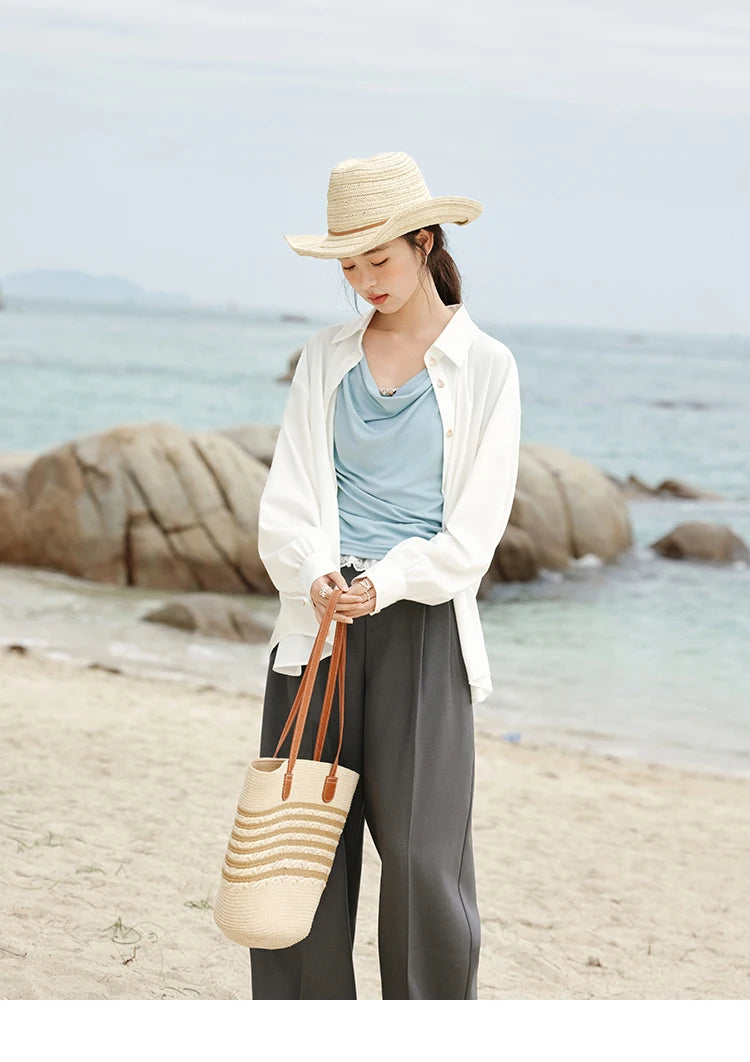 Mishow Swing Collar Shell Ribbon Tee MXE33T0524