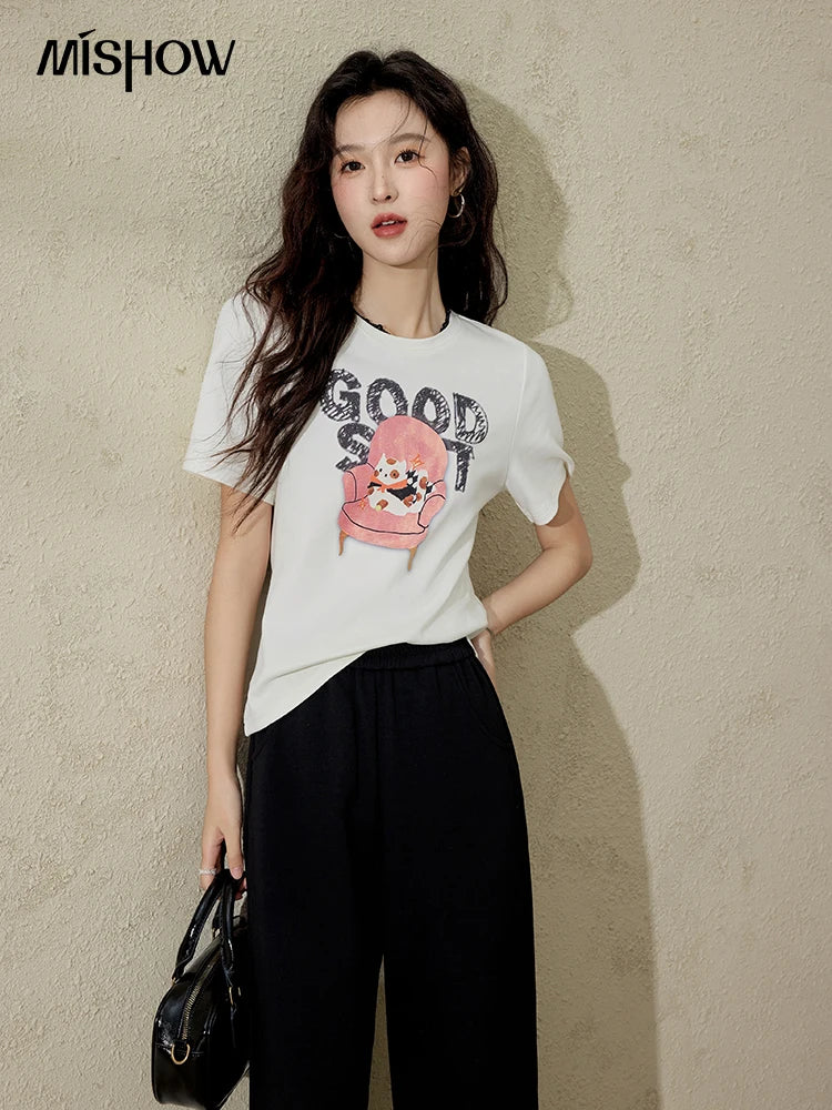 MISHOW Printed Round Neck Soft Cotton Tee MXE13T0461