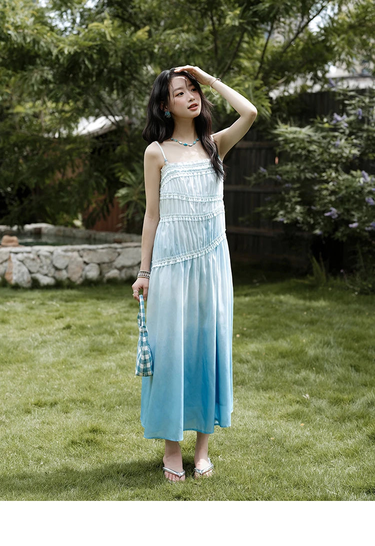 Mishow Gradient Strap Black Fungal Edge Sash Dress MXE34L2242