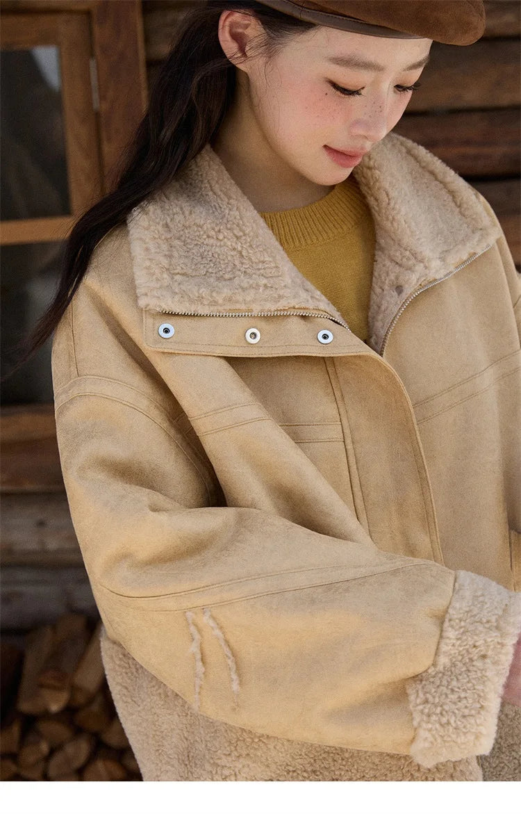 MISHOW Yellow Stand Collar Jacket Zipper Loose Windproof MXE90W0996