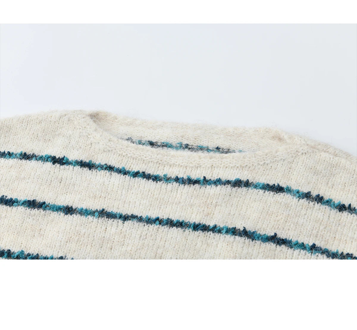 Mishow Blue Striped Alpaca Wool Sweater with Scarf Set MXE90Z2821