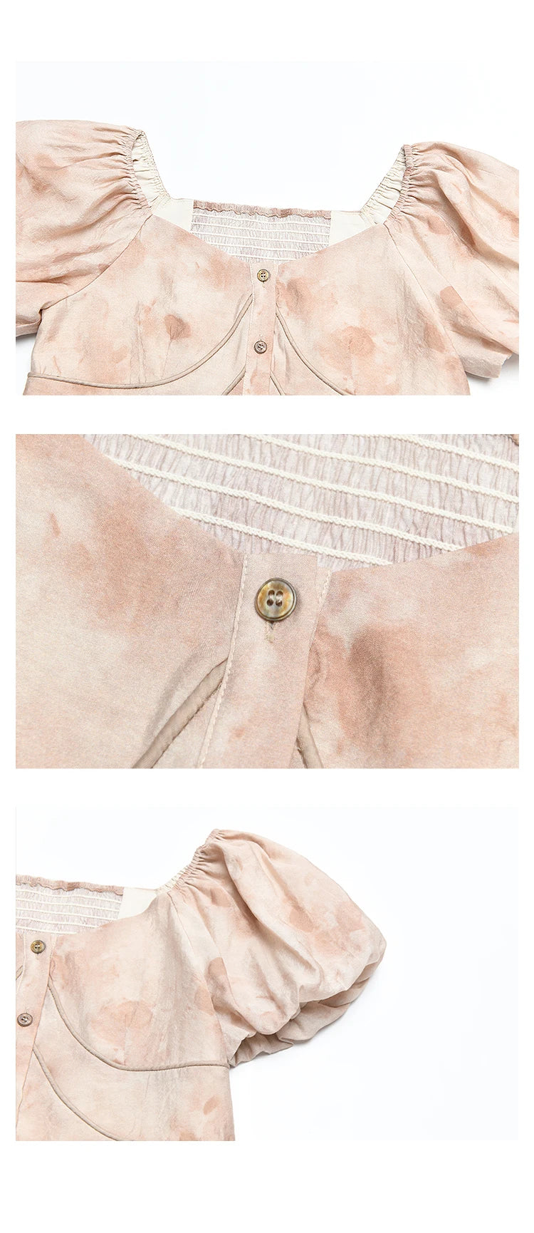 MISHOW Contrast Halo Print Blouse Square Collar Puff Sleeve MXD30X1562