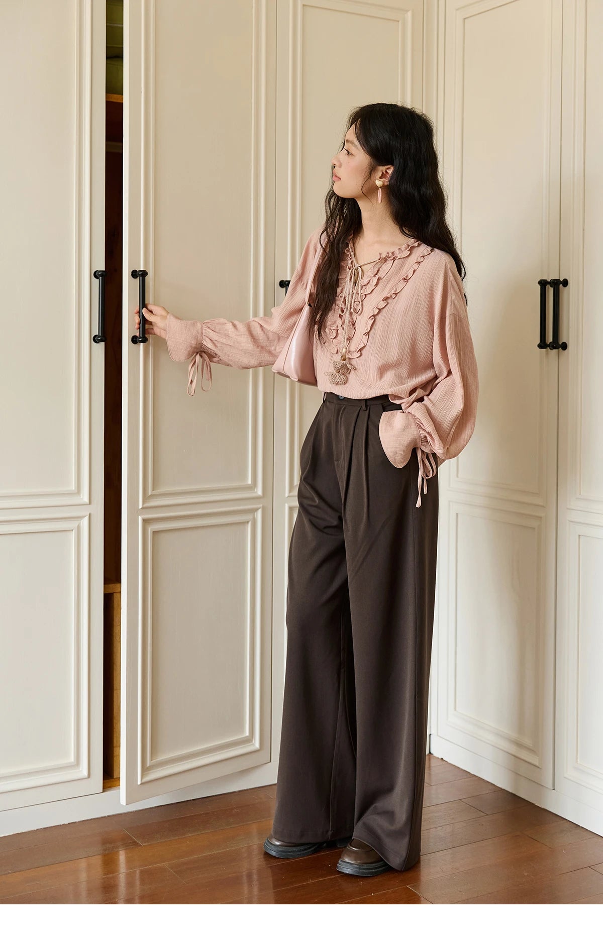 MISHOW Solid Wide-Leg Pants High-Waisted Loose Pockets MXE46K1090