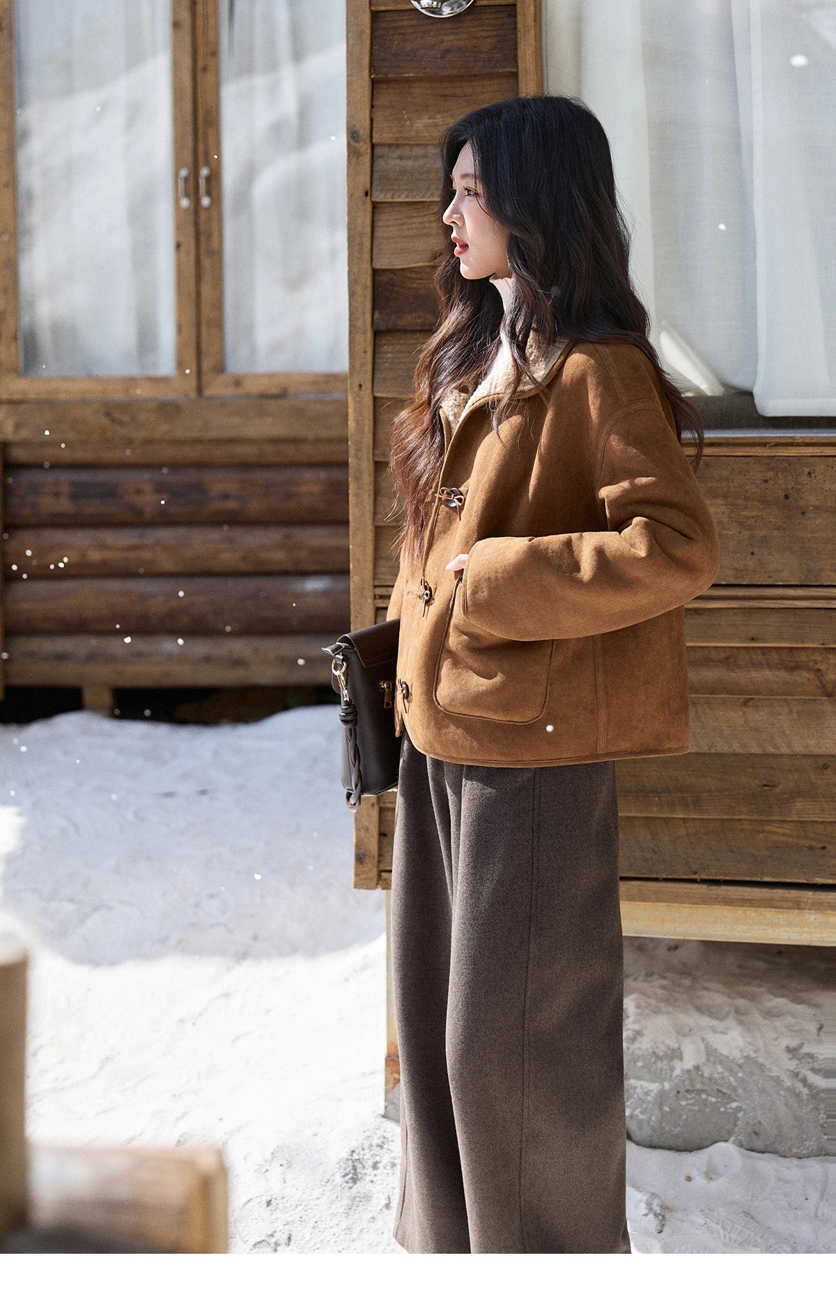 Mishow Brown Reversible Shearling Coat MXE93W1012