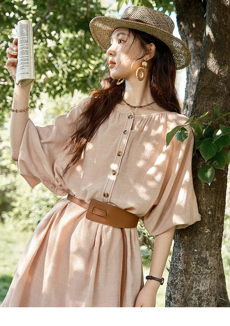 MISHOW French Retro Midi Dress with Belt MXE39L2409