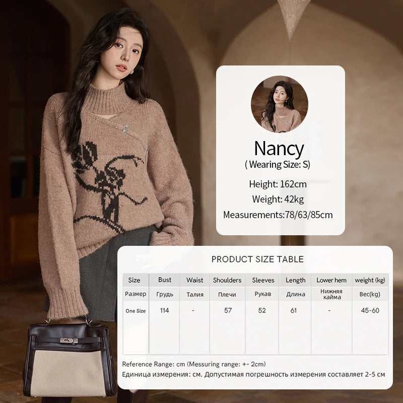 Mishow Chinese Hollow Out Floral Lantern Sleeve Sweater MXD36Z0888