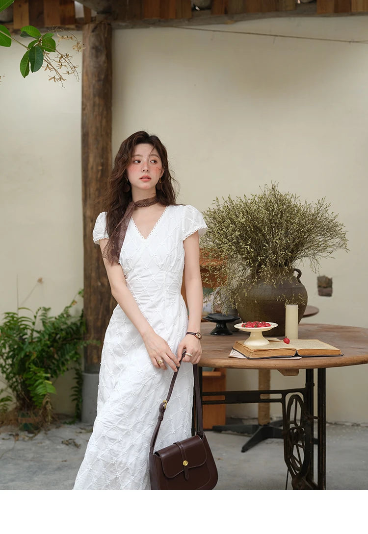 Mishow V-Neck Lace Spliced Embroidery Dress MXE38L2378