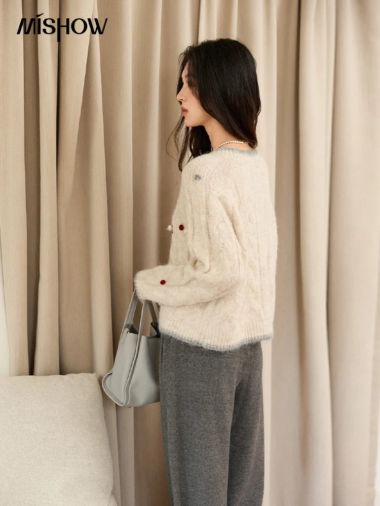 Mishow Hand-Crocheted Wool Blend Cardigan MXE48Z2575