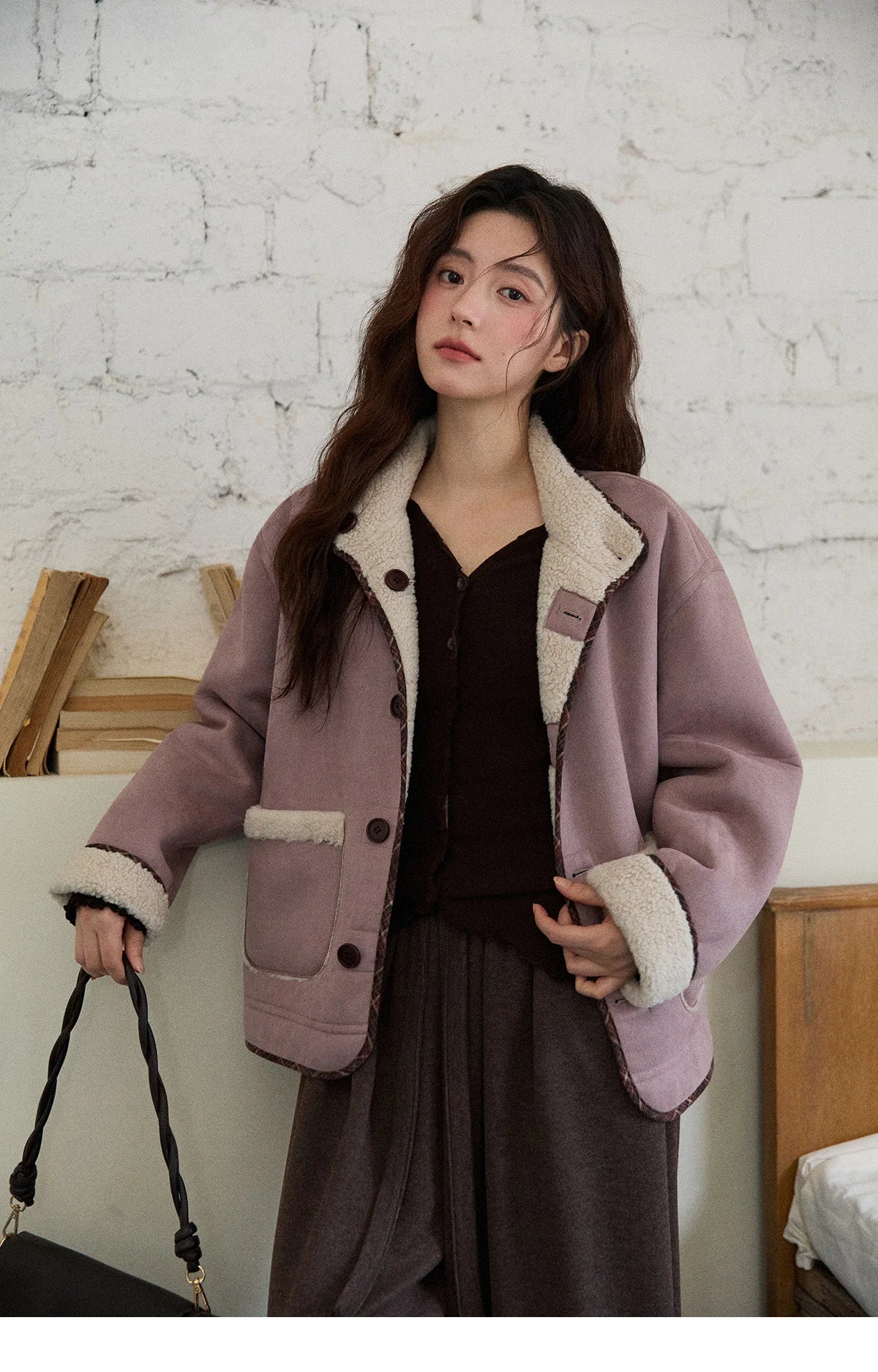 MISHOW Purple Double-Sided Jacket Turn-Down Collar Pocket MXE87W0940