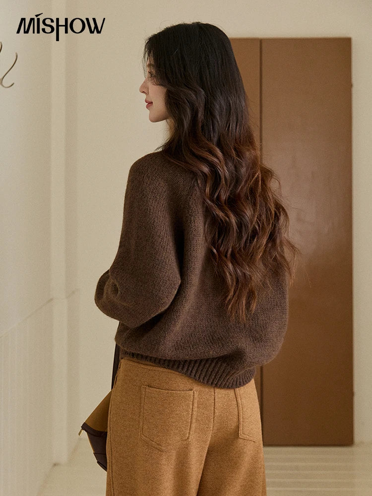 Mishow Pear Pattern Jacquard Crew Neck Pullover MXE94Z2959