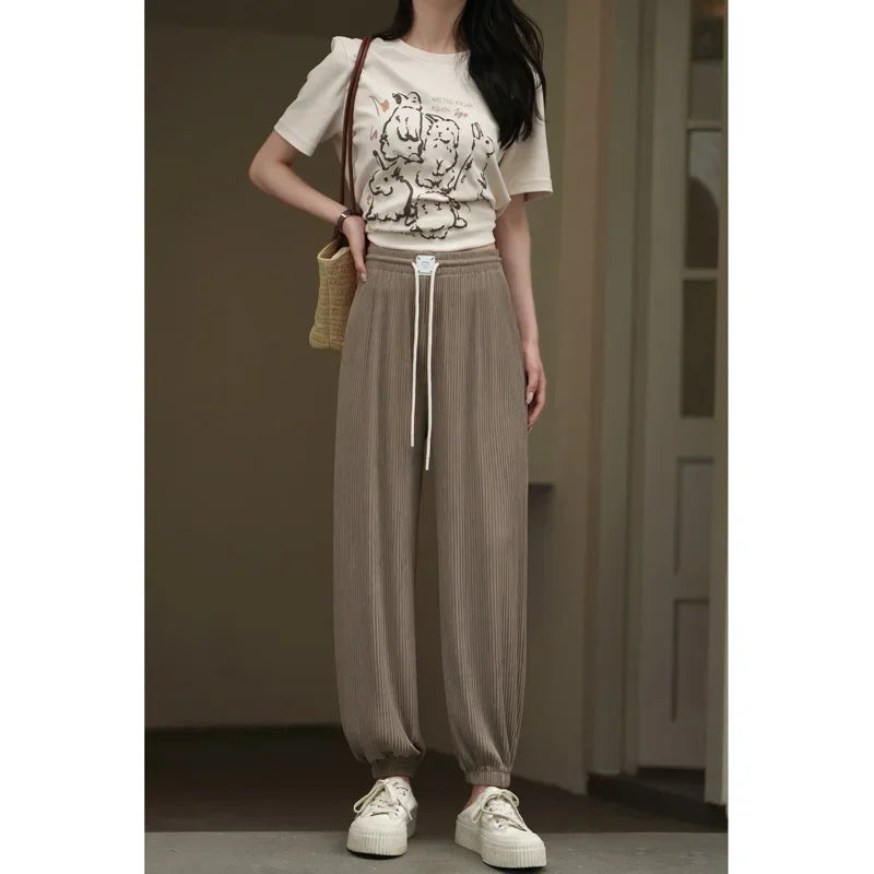 MISHOW High Waist Slim Straight Pants Elastic Ankle-Length MXC33K0069