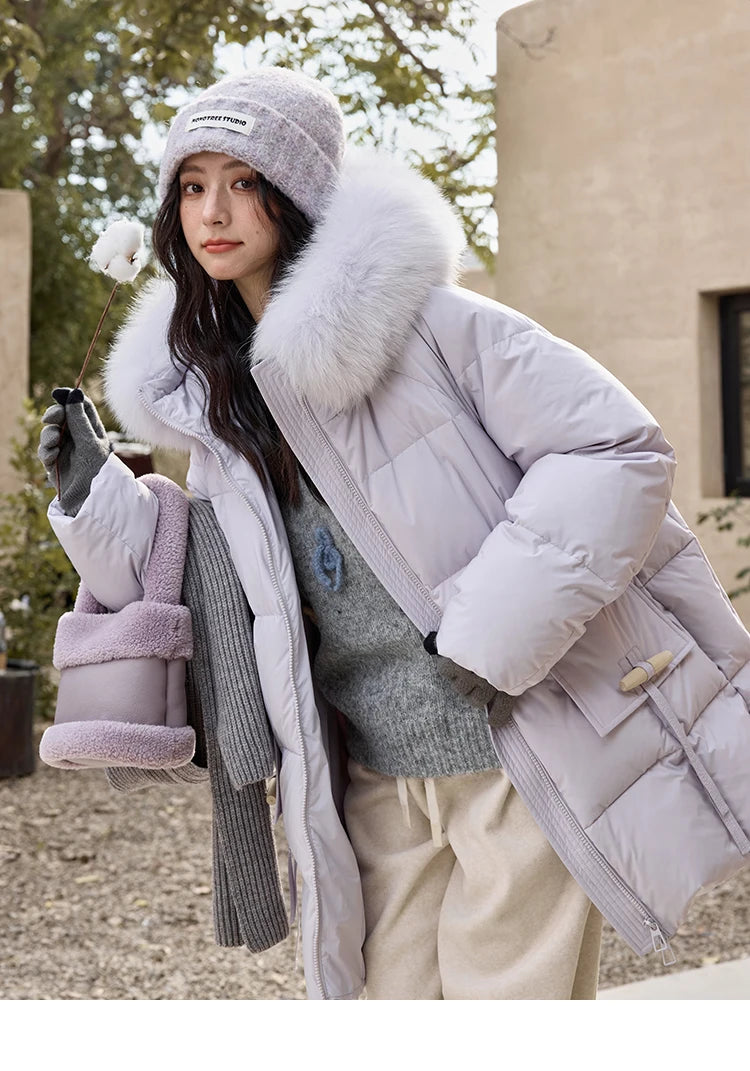 Mishow Hooded Thickened 90% Down Long Jacket MXD36Y0051