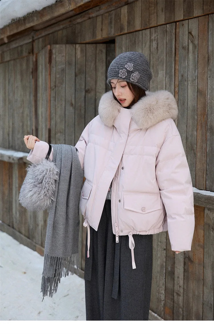 Mishow Short Detachable Fur Collar Down Jacket MXE87Y0084