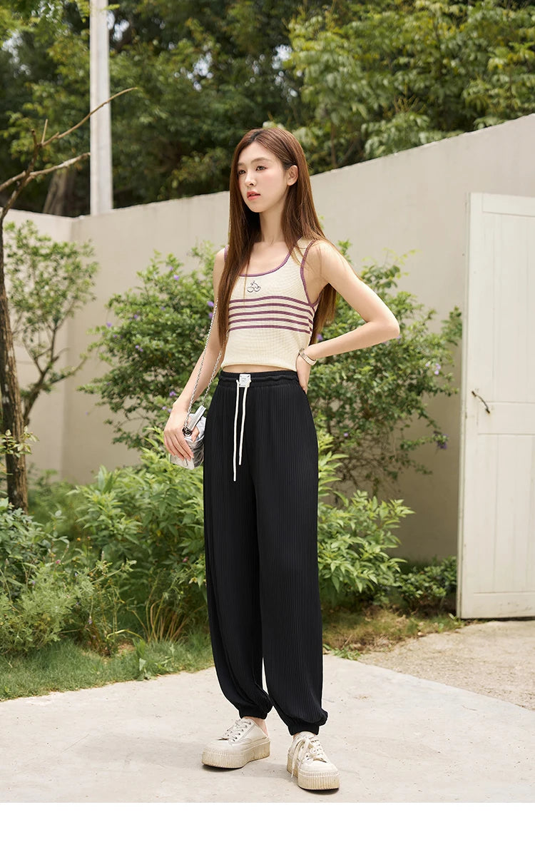 MISHOW High Waist Slim Straight Pants Elastic Ankle-Length MXC33K0069